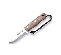 Joker Cuchillo de Supervivencia Nórdico CM119, con funda piel marrón, mango micarta canvas marrón, hoja de 10 cm, Herramienta de pesca, caza, camping y senderismo