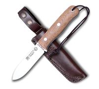 Joker Cuchillo de Supervivencia Trampero CM113, Mango Micarta Canvas Marrón, Hoja de 10,5 cm de Acero Sandvik 14c28n, Herramienta de Pesca, Caza, Camping y Senderismo