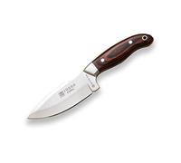 Joker Cuchillo desollador Cebra CR39, cachas en Madera roja y Hoja de 11 cm MOVA, Funda de Cuero marrón, Herramienta de Pesca, Caza, Camping y Senderismo