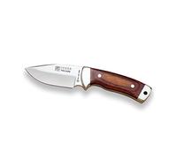 Joker Cuchillo desollador Pecari CR20, virola INOX, cachas en Madera roja prensada, Hoja de 8 cm MOVA, Funda de Cuero marrón, Herramienta de Pesca, Caza, Camping y Senderismo