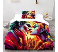 Joker Harley Quinn Funda Nordica Algodon 2 Piezas 3D Impresa Gothic Themes con Cremallera Y Funda De Almohada Single（135x200cm） 100% Microfibra Ropa De Cama