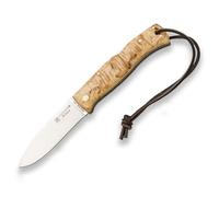 Joker Navaja Bushcraft ARTICA NL156 con cachas en madera de Abedul Rizado, hoja de 8 cm 14c28n, herramienta de pesca, caza, camping y senderismo