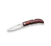 Joker Navaja deportiva con cachas en madera roja Pointer NR69, hoja MOVA de 7,5 cm, herramienta de pesca, caza, camping y senderismo