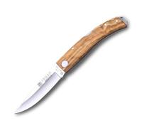 Joker Navaja deportiva Ibérica NO138, mango de madera de olivo, hoja de 7,5 cm MOVA, lomo dentado, herramienta de pesca, caza, camping y senderismo