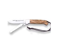 Joker Navaja multiusos Canguro III NO136, hoja de acero inox MOVA 8 cm, con sierra y abrebotellas, cachas madera de olivo, herramienta de pesca, caza, camping y senderismo