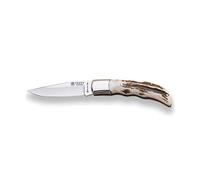 Joker Navaja Pointer NC08 con puño de asta de ciervo, hoja MOVA de 9 cm, 110 gr, virola inox, con bloqueo, herramienta de pesca, caza, camping y senderismo