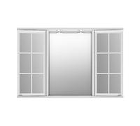 Jokey Armario con espejo Nia de 90 cm de ancho. Armario con espejo para baño con focos LED. 2 puertas con tiradores de plástico