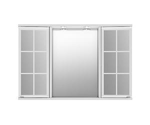 Jokey Armario con espejo Nia de 90 cm de ancho. Armario con espejo para baño con focos LED. 2 puertas con tiradores de plástico