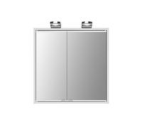 Jokey Armario con espejo Runi de 59,3 cm de ancho. Armario con espejo para cuarto de baño con 2 luces LED. 2 puertas con tiradores de puerta de plástico