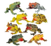 JOKFEICE Figuras de animales de 8 piezas, modelos de acción de rana chirriante realistas para proyectos de ciencia, juguetes educativos, regalo de cumpleaños y decoración de pasteles para niños