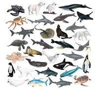 JOKFEICE Figuras de Animales del océano, 32 Piezas de plástico Realistas para los niños - Juguetes de Aprendizaje para Regalo de la Fiesta de cumpleaños, de la decoración de la Torta