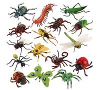 JOKFEICE Figuras de juguete de insectos - 16 grandes insectos realistas como libélula, araña, mosquito, juguete educativo para niños, regalo de cumpleaños, decoración de pasteles