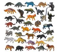 JOKFEICE Pequeñas figuras de animales para niños, 36 piezas realistas de animales del bosque, figuras de habitantes del bosque, juguetes educativos para proyectos de ciencia, decoración de tartas y