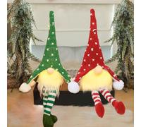 JOKILY 2 unidades de duendes de Navidad con LED, decoración navideña, duende de Navidad, figuras de duendes iluminadas, juguetes decorativos para fiestas de Navidad, regalos para niños (B)