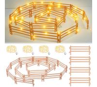 JOKILY 40 piezas de juguete para valla de caballo, juguete con luz, LED caballo corral esgrima, juguete para caballo, establo, granero, valla de panel, accesorios para decoración de paisajes