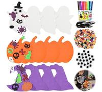 JOKILY Halloween Basteln Kinder 12 Stück Halloween Moosgummi Bastelset für Deko, DIY KürbisBastelsets, Bastelset Kinder mit Aufkleber für Herbst Thanksgiving Handwerk Geschenke