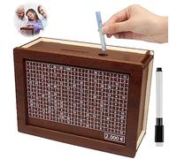 JOKILY Hucha De Madera, Hucha, Hucha, Banco De Dinero De Madera para Niños, Hucha Reutilizable con Objetivo De Ahorro Y Números, Caja De Almacenamiento para Ayudar A Los Niños A Ahorrar (2000 €)