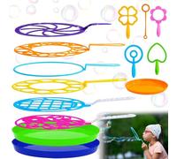 JOKILY Juego de 14 pompas de jabón para niños, grandes, pompas de jabón, anillos de burbujas, juguetes gigantes para interior y exterior, burbujas, juegos, fiestas, bodas, cumpleaños infantiles