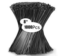 Jokisa 1000 Piezas Bridas Negras 200 x 4,8 mm, Bridas Plastico para Cables Profesionales, 23 kg de Resistencia a la Tracción, Resistentes a los Rayos UV para Interiores y Exteriores