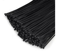 Jokisa 1000 Piezas Bridas Negras 250 x 4,8 mm, Bridas Plastico para Cables Profesionales, 23 kg de Resistencia a la Tracción, Resistentes a los Rayos UV para Interiores y Exteriores