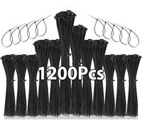 Jokisa 1200 Piezas Bridas de Plástico, 100/150/200/250mm Bridas Negro, 18kg de Resistencia a la Tracción, Varios tamaños cable ties para Interiores y Exteriores