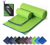 Jokisa 2 Piezas Toalla Microfibra (180x90cm Toalla Piscina+100x50cm Toalla Gimnasio), Toalla Playa de Secado Rápido y sin Arena, para Fitness, Playa, Gimnasio, Camping (Verde - Azul)