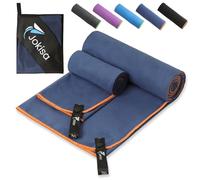 Jokisa 2 Piezas Toalla Microfibra (180x90cm Toalla Piscina+100x50cm Toalla Gimnasio), Toalla Playa de Secado Rápido y sin Arena, para Fitness, Playa, Gimnasio, Camping (Azul Marino - Naranja)