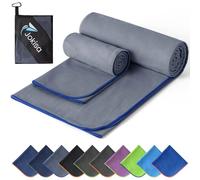 Jokisa 2 Piezas Toalla Microfibra (180x90cm Toalla Piscina+100x50cm Toalla Gimnasio), Toalla Playa de Secado Rápido y sin Arena, para Fitness, Playa, Gimnasio, Camping (Azul Oscuro - Azul)
