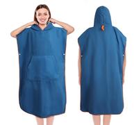 Jokisa Poncho Surf, Ligero, Compacto y de Secado rápido, Toalla Poncho para Adultos - Poncho Playa, Microfibra Azul Marino/Verde, 110 x 74 cm