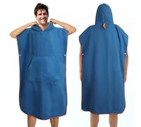 Jokisa Poncho Surf, Ligero, Compacto y de Secado Rápido, Toalla Poncho para Adultos - Poncho Playa, Microfibra Azul Marino / Verde, 117 x 88 cm