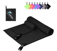 Jokisa Toalla Microfibra Set de 2 - Toalla Playa 180X90CM + Toalla Gimnasio 80X40CM, Toallas Microfibra sin Arena de Secado Rápido para Camping Sauna Playa Senderismo (Negro)