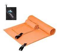 Jokisa Toalla Microfibra Set de 2 - Toalla Playa 180X90CM + Toalla Gimnasio 80X40CM, Toallas Microfibra sin Arena de Secado Rápido para Camping Sauna Playa Senderismo (Naranja)