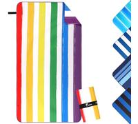 Jokisa Toalla Playa Grande 90x180cm Toalla Microfibra,Toallas de Playa Compacta y Resistente a la Arena,Toalla Playa Hombre Adecuada para Playa,Gimnasio,Viajes,Sauna (Arcoíris, 180x90cm)