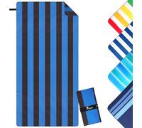 Jokisa Toalla Playa Grande 90x180cm Toalla Microfibra,Toallas de Playa Compacta y Resistente a la Arena,Toalla Playa Hombre Adecuada para Playa,Gimnasio,Viajes,Sauna (Azul Oscuro-Negro, 180x90cm)