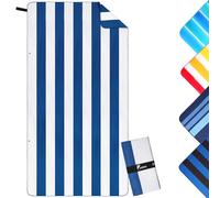 Jokisa Toalla Playa Grande 90x180cm Toalla Microfibra,Toallas de Playa Compacta y Resistente a la Arena,Toalla Playa Hombre Adecuada para Playa,Gimnasio,Viajes,Sauna (Blanco-Azul Marino, 180x90cm)