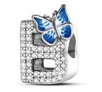 Jokmeo Charm colgante letra B en plata esterlina 925 para mujer, con motivo de mariposa, compatible con pulseras y collares europeos, joyería femenina moderna.