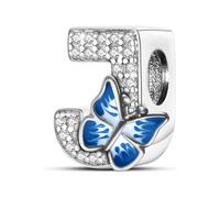 Jokmeo Charm colgante letra J en plata esterlina 925 para mujer, con motivo de mariposa, compatible con pulseras y collares europeos, joyería femenina moderna.