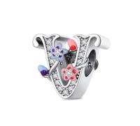 Jokmeo Charm colgante letra V en plata esterlina 925 para mujer, con diseño de estrella de mar y perlas, compatible con pulseras y collares europeos, joyería femenina moderna.