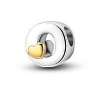 Jokmeo Colgante de inicial O de plata 925 para mujeres con patrón de corazón dorado, compatible con pulseras y collares de estilo Pandora y europeo. Adecuado para mujeres y niñas.