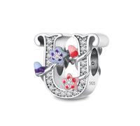 Jokmeo Colgante de letra U de plata 925 para mujeres con patrón de estrella de mar, compatible con pulseras y collares de estilo Pandora y europeo. Adecuado para mujeres y niñas.