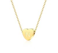 Jokmeo Collar con Letra Inicial N de Chapado en Oro 14k, fino collar colgante de letra chapada en oro, perfecto para el uso diario de la mujer.