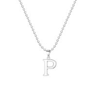 Jokmeo Collar con Letra Inicial P de Plata de Ley 925, fino collar colgante de letra plateada, perfecto para el uso diario de la mujer.