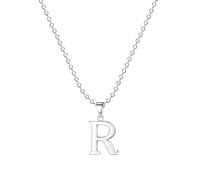 Jokmeo Collar con Letra Inicial R de Plata de Ley 925, fino collar colgante de letra plateada, perfecto para el uso diario de la mujer.