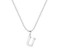 Jokmeo Collar con Letra Inicial U de Plata de Ley 925, fino collar colgante de letra plateada, perfecto para el uso diario de la mujer.