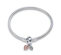 Jokmeo Pulsera de Plata de Ley 925 para Mujer, Pulsera de Eslabones Serpiente de la Colección Pandora Moments, Compatible con Dijes, Adecuada para Mujeres y Niñas. (las hojas 18cm)