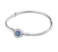 Jokmeo Pulsera de Plata de Ley 925 para Mujer, Pulsera de Eslabones Serpiente de la Colección Pandora Moments, Compatible con Dijes, Adecuada para Mujeres y Niñas. (ojo de mal 19cm)