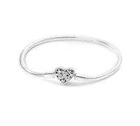 Jokmeo Pulsera de Plata de Ley 925 para Mujer, Pulsera de Eslabones Serpiente de la Colección Pandora Moments, Compatible con Dijes, Adecuada para Mujeres y Niñas. (Comunicación de corazones 18cm)