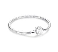 Jokmeo Pulsera de Plata de Ley 925 para Mujer, Pulsera de Eslabones Serpiente de la Colección Pandora Moments, Compatible con Dijes, Adecuada para Mujeres y Niñas. (la rosa blanca 17cm)