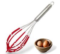 JOKUMO Batidor de huevos de silicona para globos con alambre raspador de espátula, acero inoxidable 18/10, seguro para sartén, mango ergonómico perfecto para mezclar, batir, batir y agitar, 11
