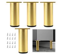 Jolan 4 Patas De Muebles Negro/Dorado/Plateado,Patas De Mesa De Metal Ajustables,Patas De Armario De Repuesto,Patas De Sofá, Pies De Muebles 6cm 10cm 12cm 15cm 20cm 25cm 30cm 35cm,Gold-35cm(13.8in)
